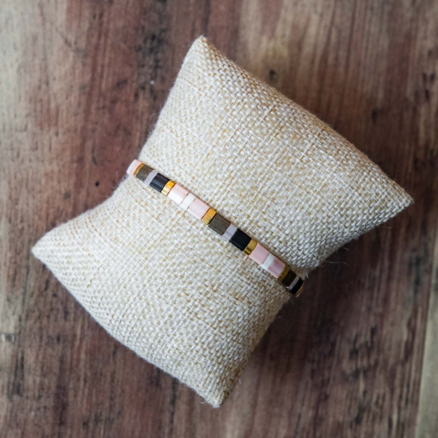 Bracelet en perles Miyuki pink & brown