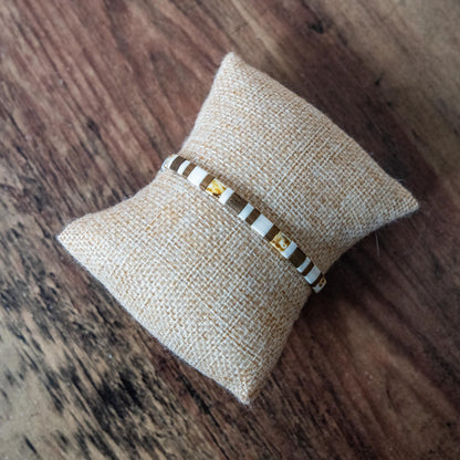 Bracelet en perles Miyuki MEN white & brown