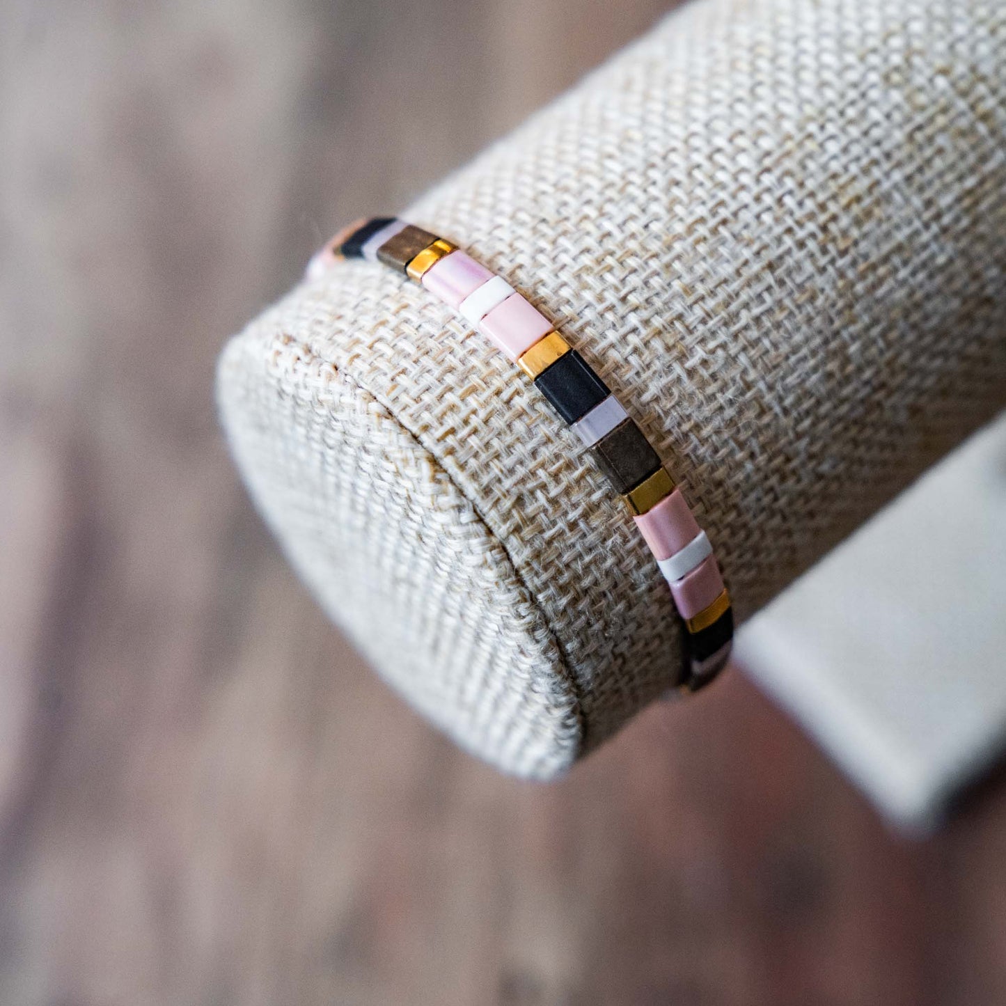 Bracelet en perles Miyuki pink & brown